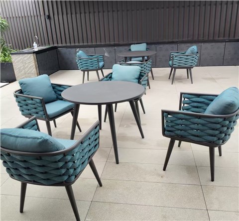 蓝色简约户外桌椅