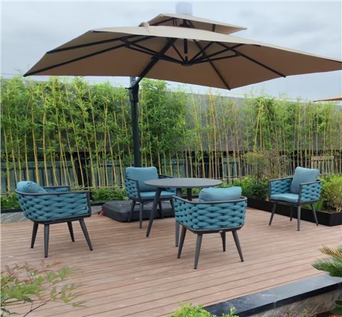 蓝色简约户外桌椅